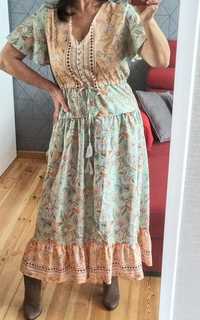 Sukienka maxi boho, country, styl retro