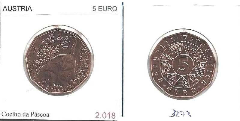 Áustria - - - 5 Euros - 2018 - - - Coelhinho da Páscoa - - - Moeda