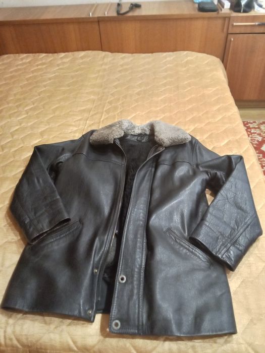 Мужская куртка зимняя кожаная