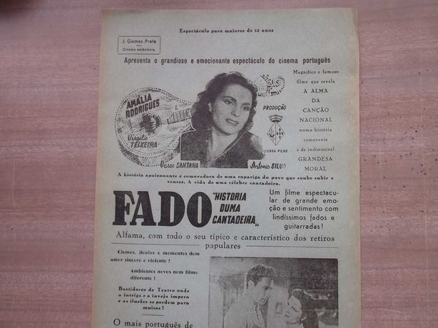 AMÁLIA - CINEMA de RUA Folheto do Filme FADO 1958