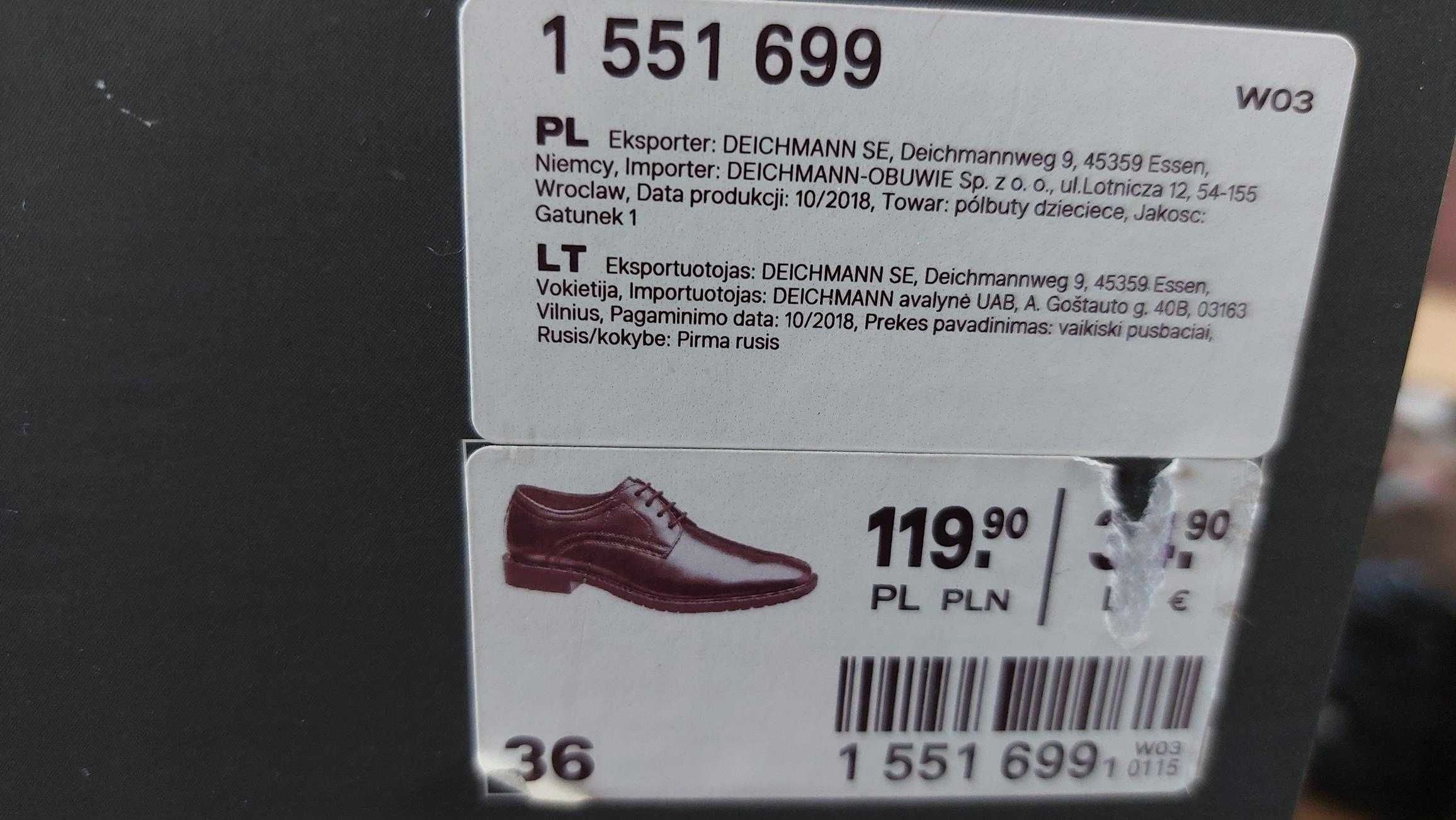 Buty komunijne rozm. 36 wkładka ok. 23,8 cm