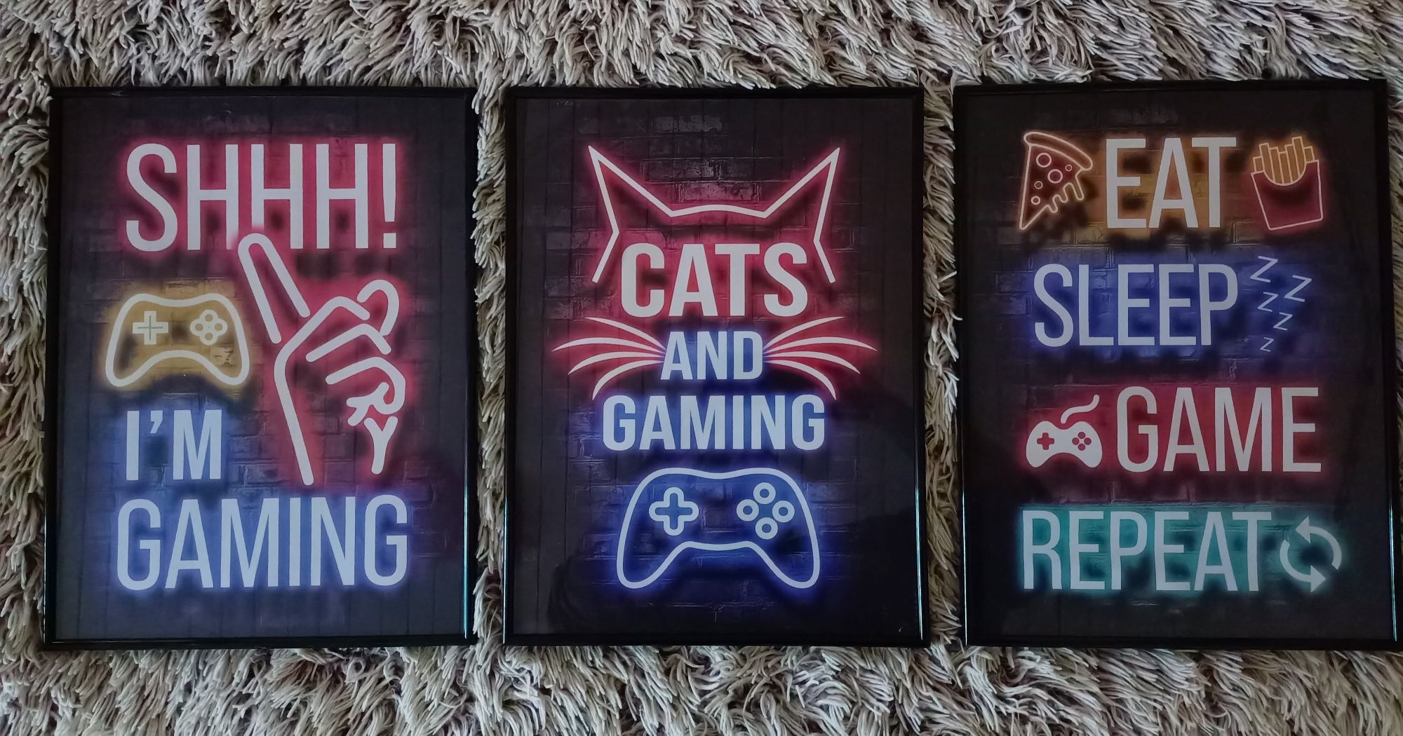 Zestaw Plakatów w Ramie Neon Gamerskie