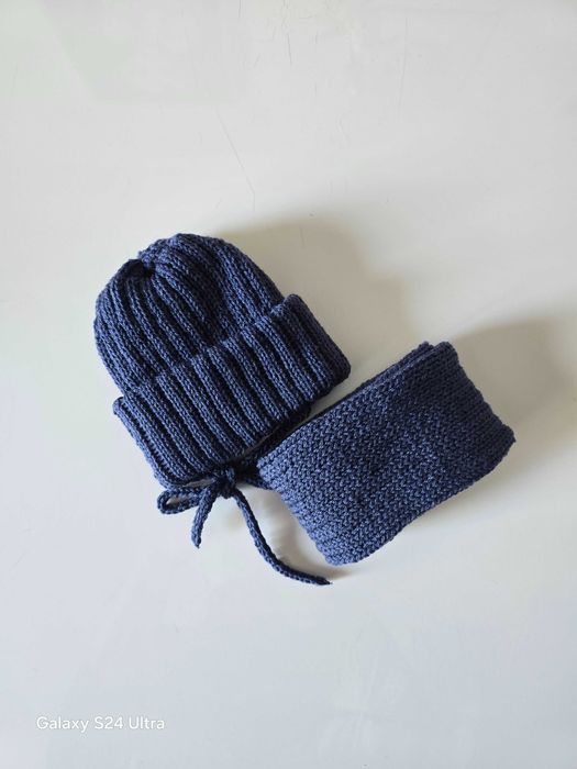 Czapka + szalik zimowy dla noworodka r.56