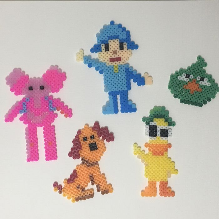 5 personagena pocoyo - topo de bolo - decoração - hama beads