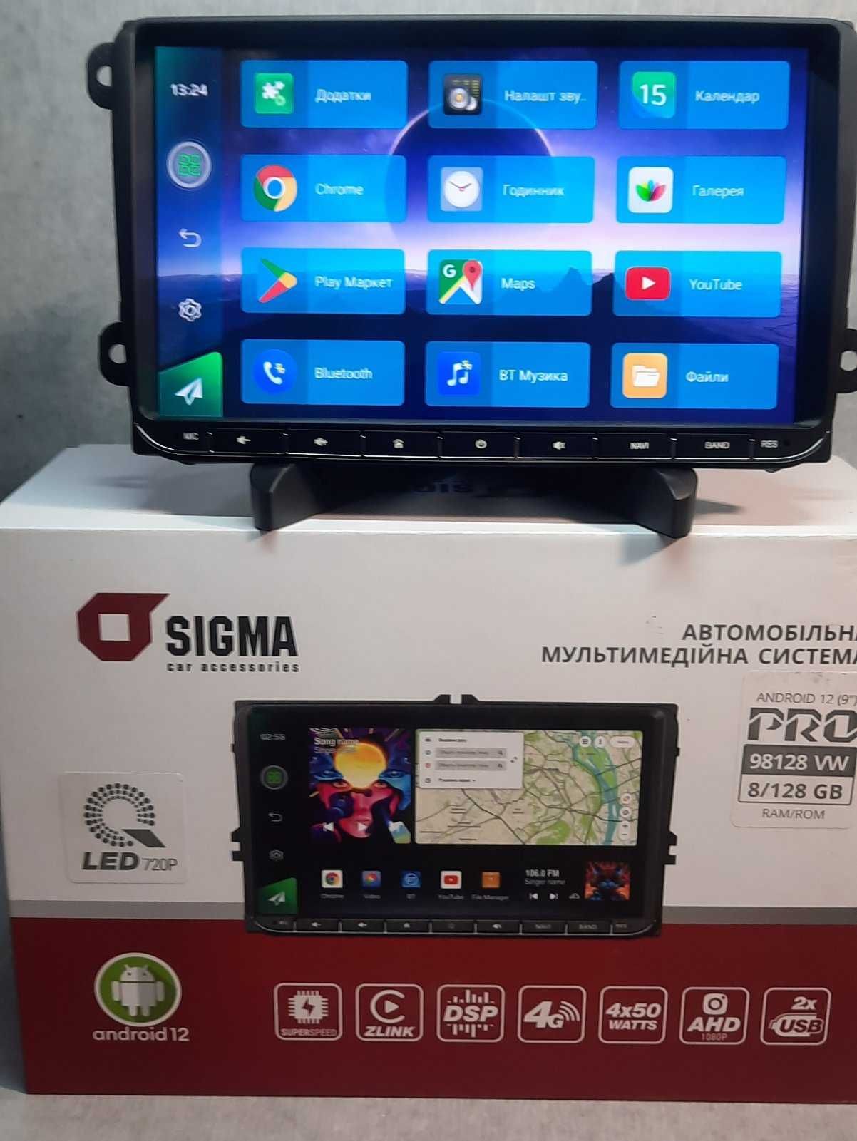 Штатна автомагнітола Sigma Pro 98128 8+128Gb 4G Volkswagen Carplay