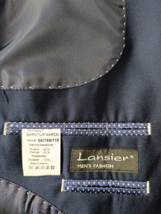 Nowy ładny garnitur męski marki Lansier rozmiar 64/188/118