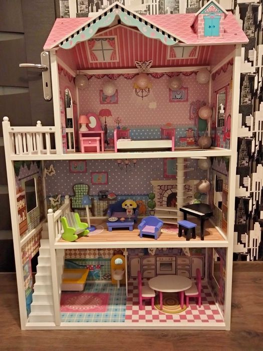 Duży drewniany domek dla lalek XXL