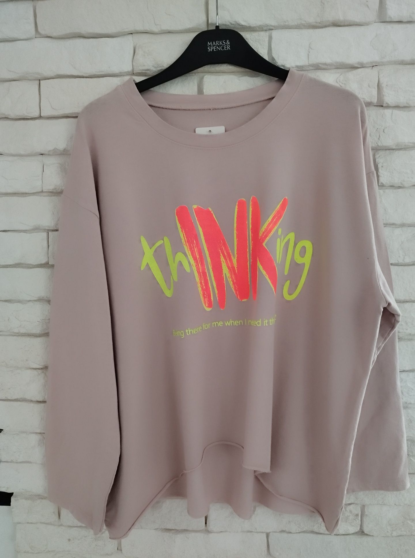 Włoska oversize do jeansów neon napis plus size xxxl 48 50