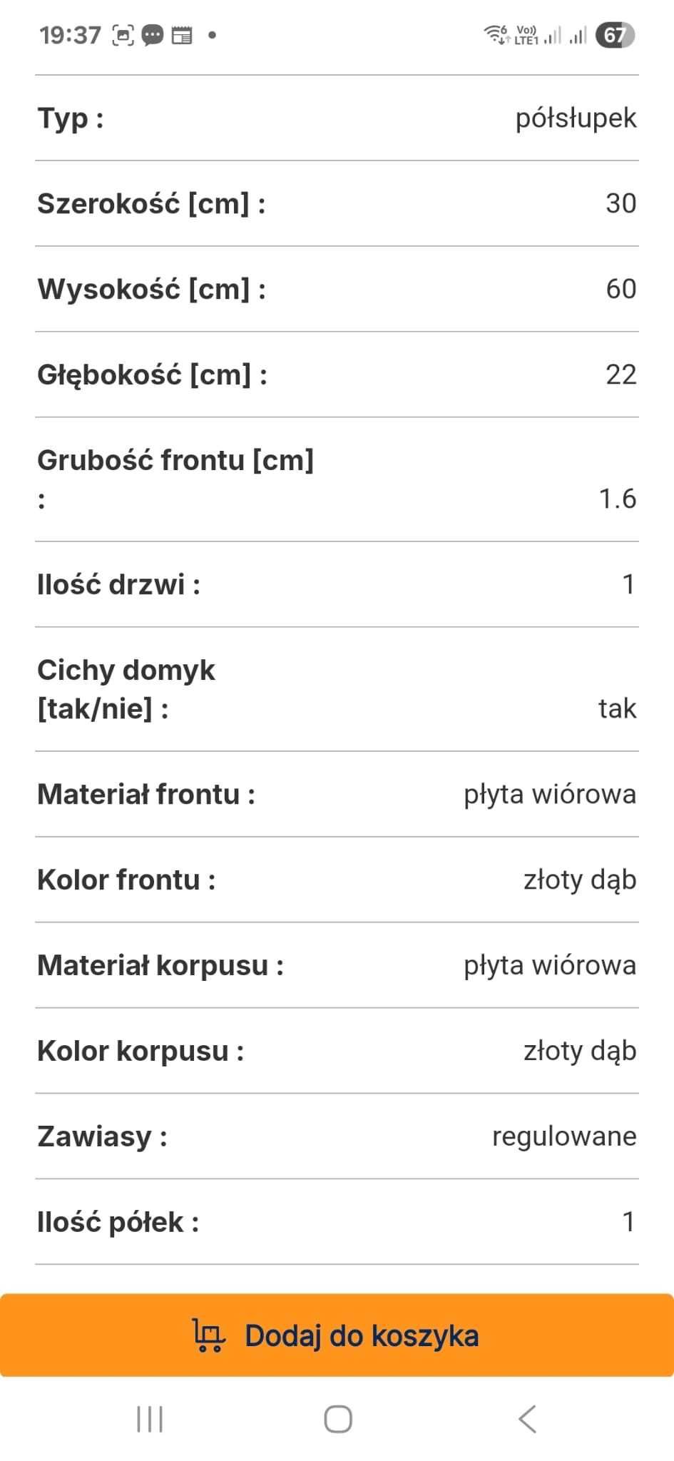 szafka łazienkowa wisząca