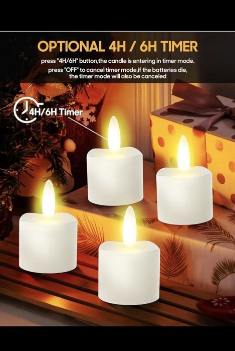6 sztuk świeczek typu tealight LED do ponownego ładowania, z pilotem