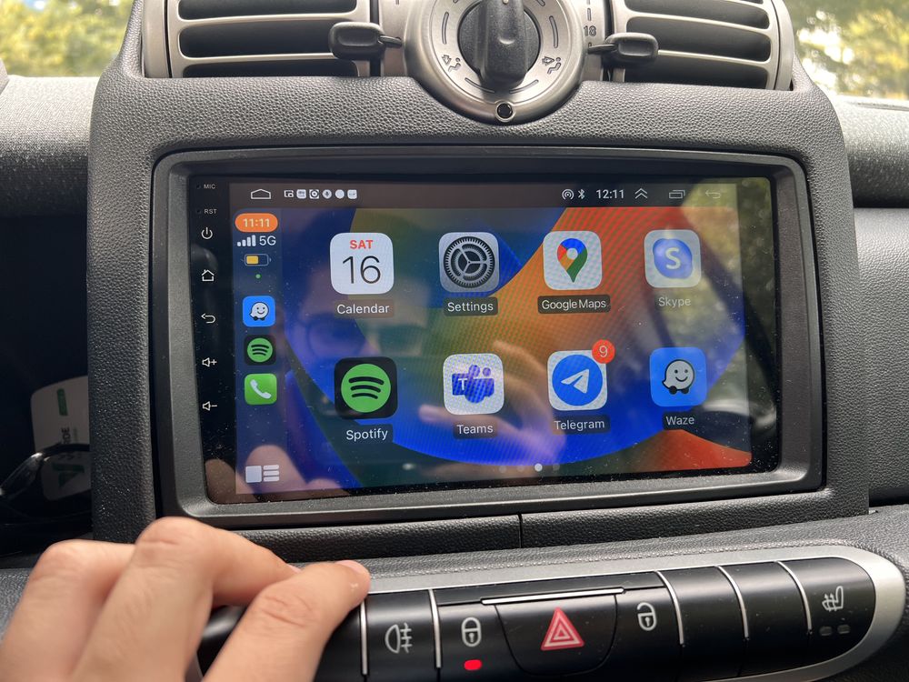 Rádio Smart fortwo 451 android 13 CARPLAY GPS Android auto