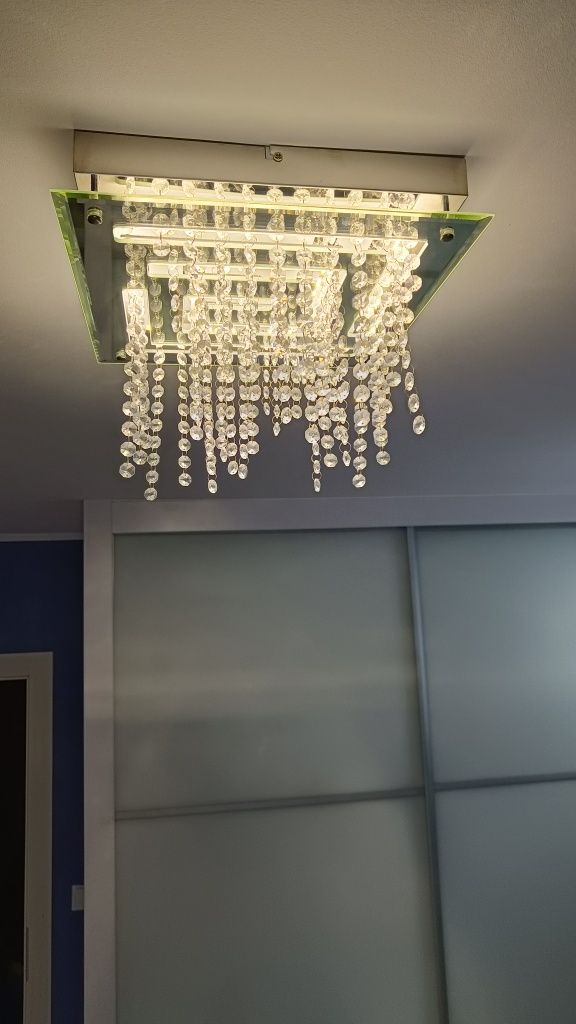 Nowoczesny plafon lampa wisząca LED kryształki + 2 kinkiety