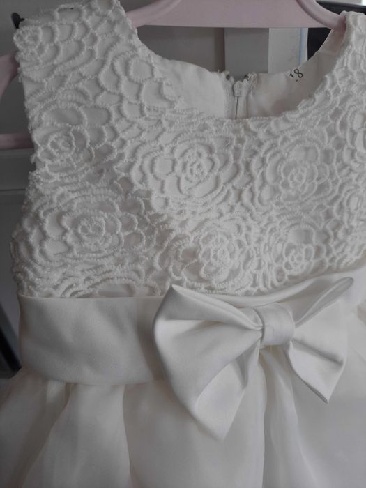 Sukienka chrzest chrzciny rozm. 68 74 80 tiul kokarda 5warstw