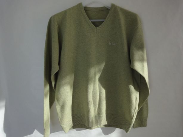 zielony groszkowy rozbielony elegancki sweter wełniany Lee Cooper XL