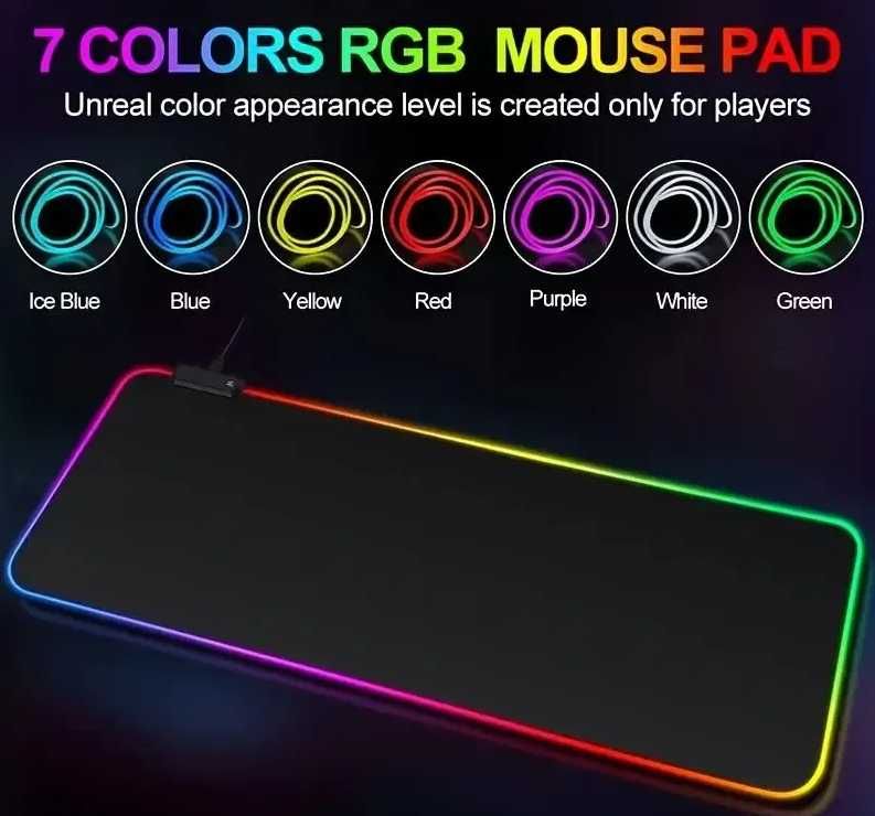 Podkładka pod mysz i klawiaturę RGB | LED | 60 × 30 cm | USB