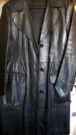 płaszcz skórzany damski - czarny