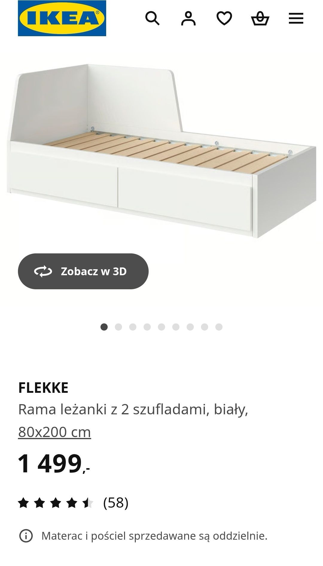 Flekke łóżko, leżanka Ikea 80x200 rozsuwane plus 2 materace Malfors