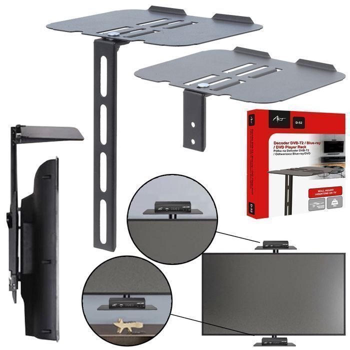 Półka ścienna pod dekoder DVB-T2 DVD do 3 kg dualny montaż D-52
