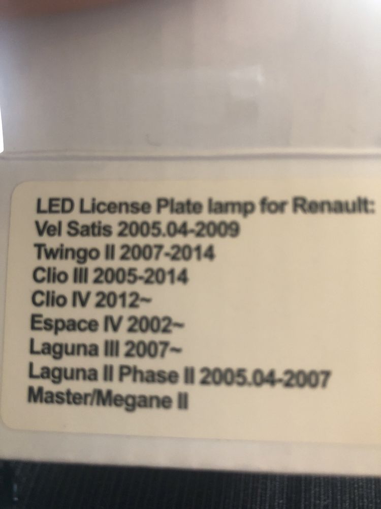 Luzes led matricula renault