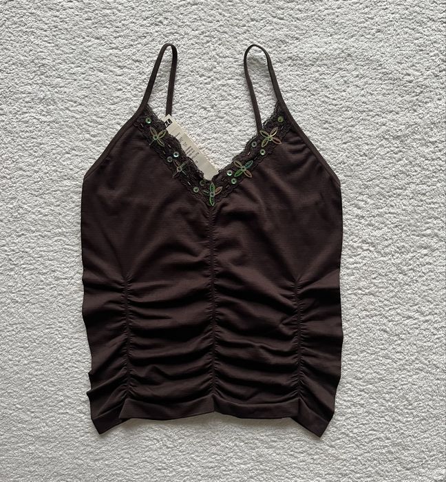 NOWY brązowy top crop top koszulka na ramiączkach
