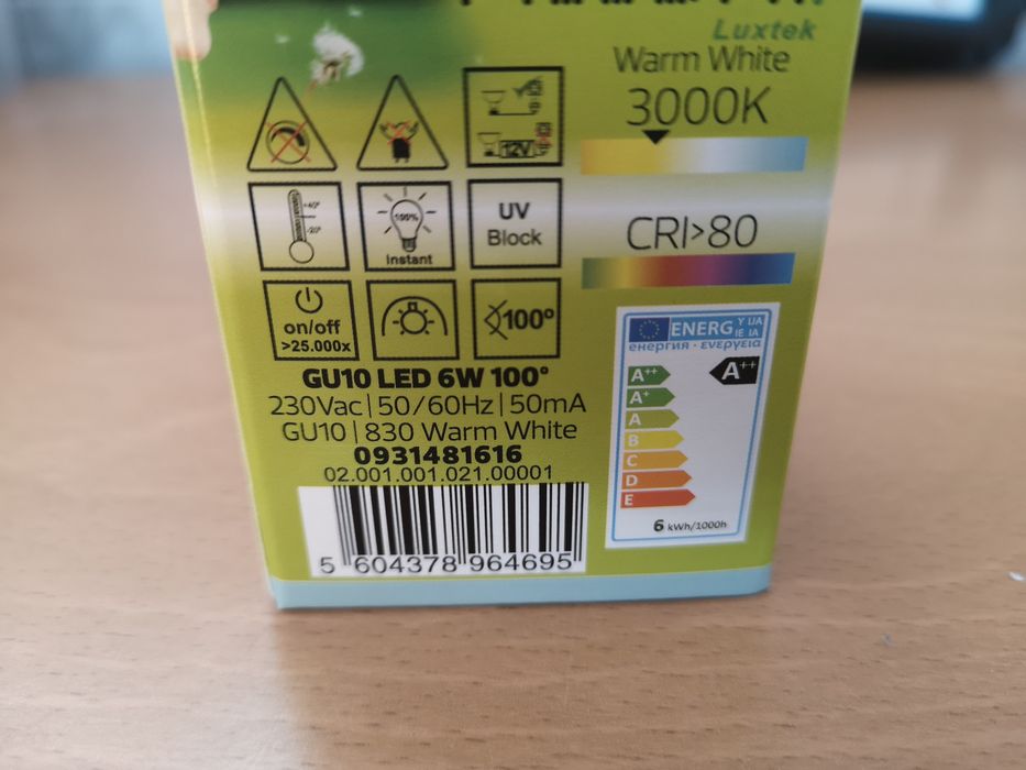 Lâmpadas LED 4,5W 3000k A++