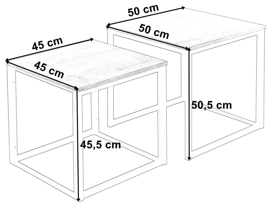 Zestaw stolików kawowych BIAŁY PRAVEN BIAŁY MARMUR