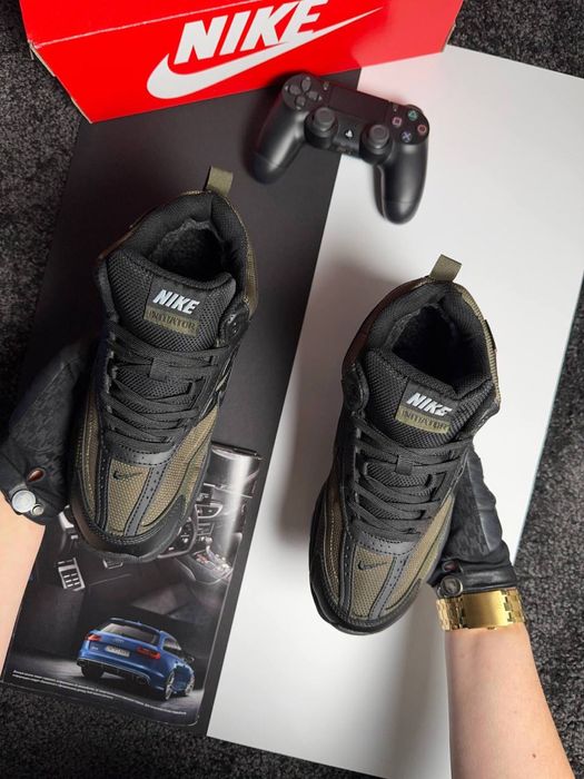 Чоловічі кросівки найк на хутрі Nike Initiator High Fur Khaki Black