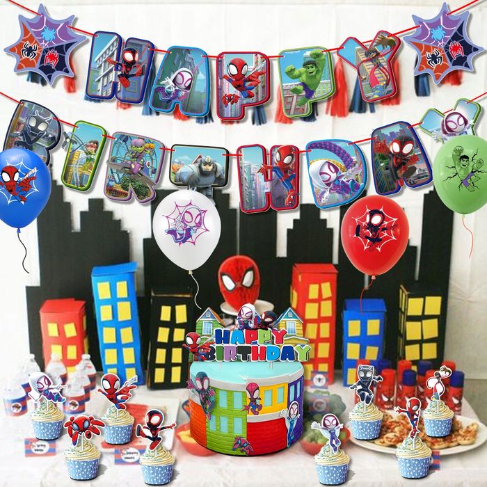 Oro Party Zestaw balonowych dekoracji urodzinowych Spider Man Hulk