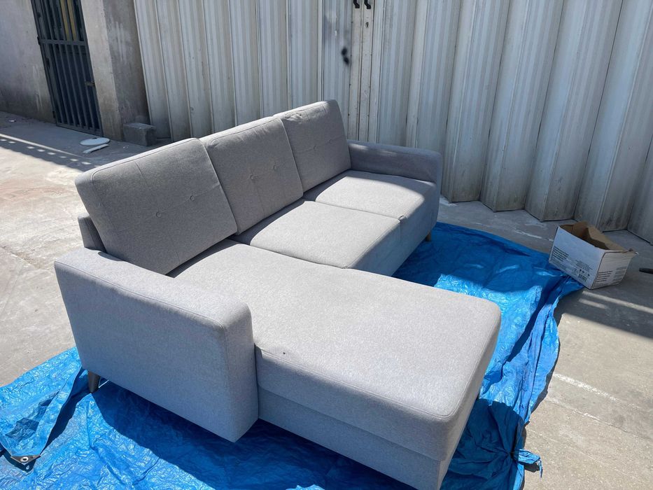Sofa  Chaise longue 3 lugares  - Cinza estilo escandinavo