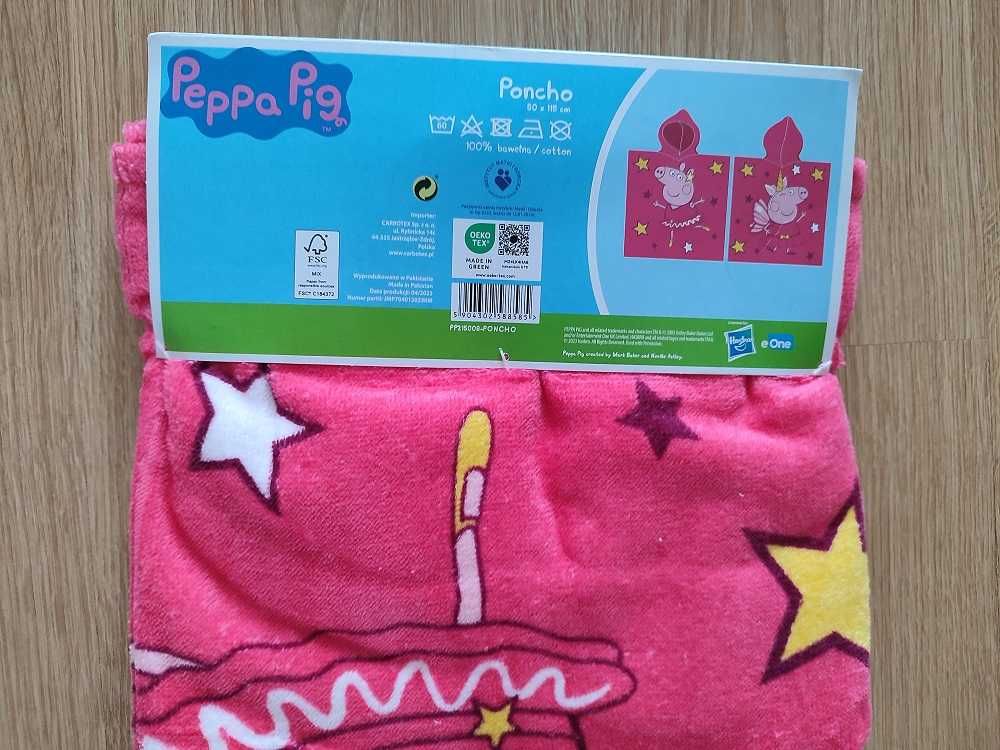 Poncho ponczo ŚWINKA PEPPA 50x115 nowe