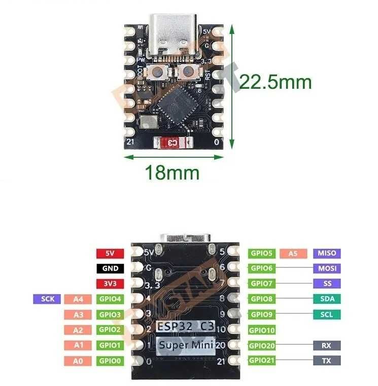 2 sztuki Płytka ESP32-C3 Super Mini WiFi Bluetooth