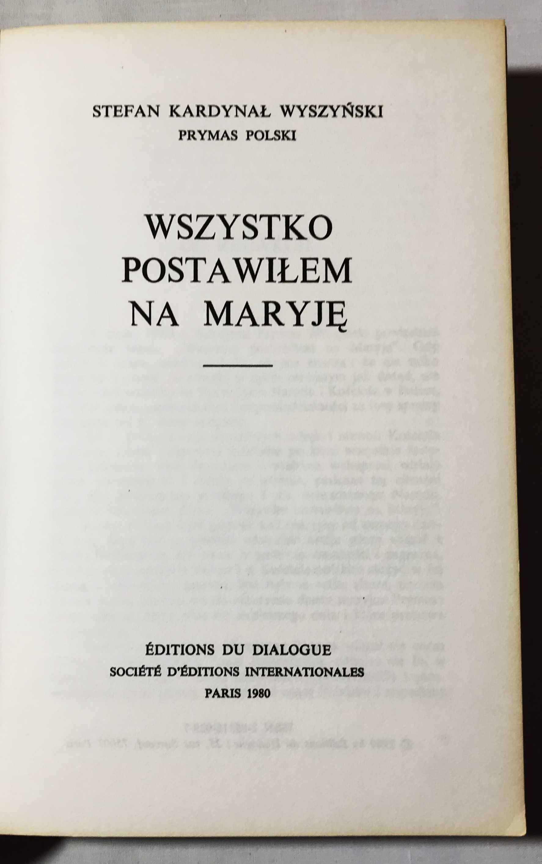 książka wszystko postawiłem na maryję stefan wyszyński wyd. podziemne