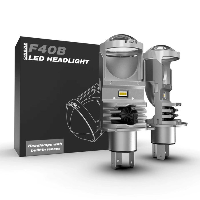 Світлодіодні Led лампи mini led lens Bi-Led лінзи  F40 B H4 комплект