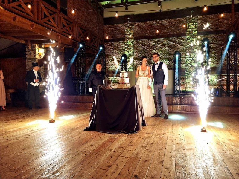 FOTOBUDKA 360 ciężki dym FOTOLUSTRO fontanny iskier lustro / napis mił