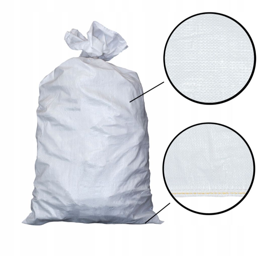 100x Worki Parciane 50x85 25-30kg na gruz zboże węgiel Mocne Białe