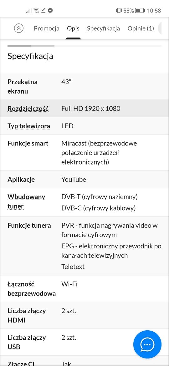 Tv sony bravia kdl 43wd750 43 cale