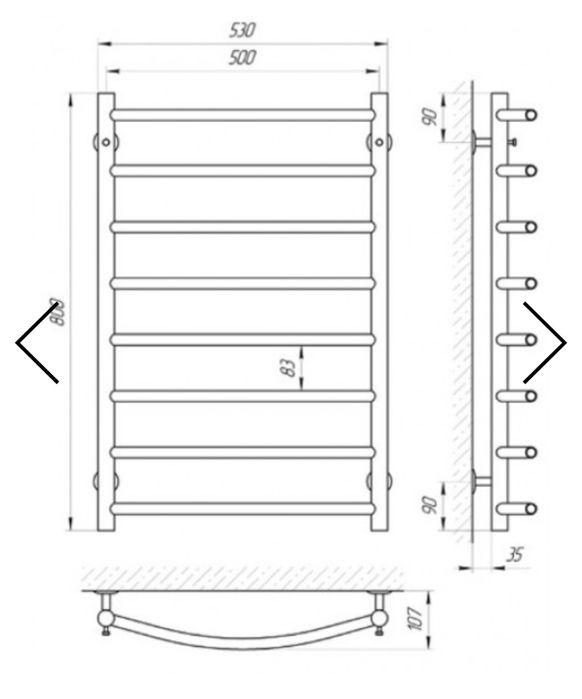 Рушникосушка LARIS П8 500 Х 800 Електро