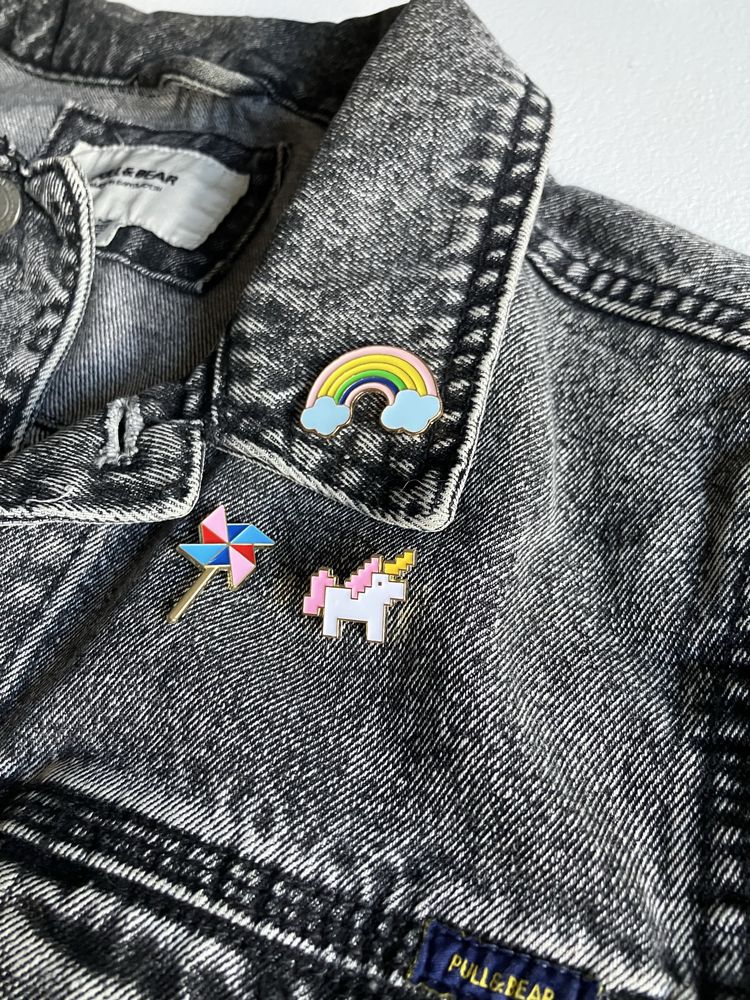 Zestaw 3ech metalowych przypinek  w stylu candy unicorn bajkowy świat