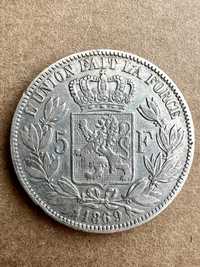 Монета 5 франків, 1869, Бельгія
