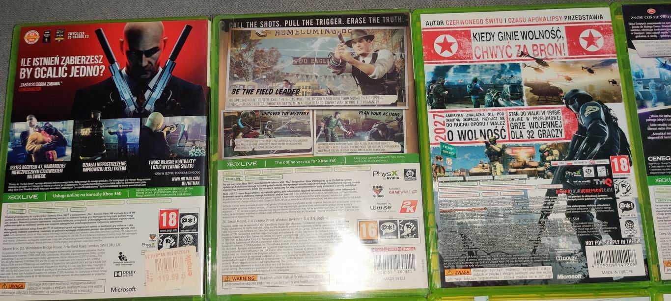 ZESTAW 10 gier XBOX 360 HITMAN, The Cartel, THE BUREAU, Saints Row IV