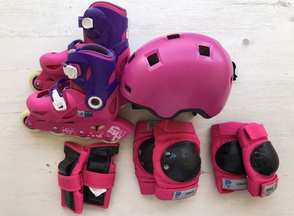 Patins e kit de proteção individual - menina Tam 28-30