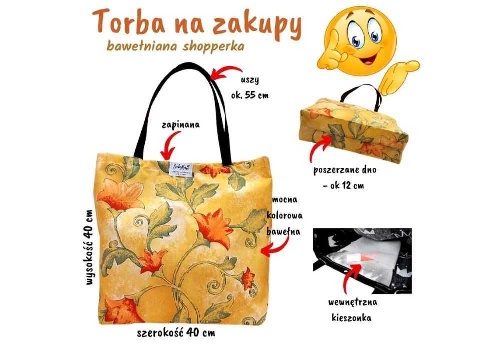 Torba na zakupy bawełniana shopperka kolorowa siatka