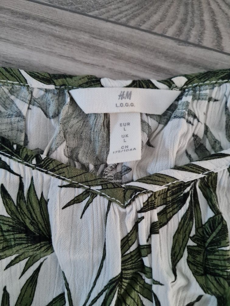 Nowa sukienka mini h&m liście 100% wiskoza letnia xl/xxl