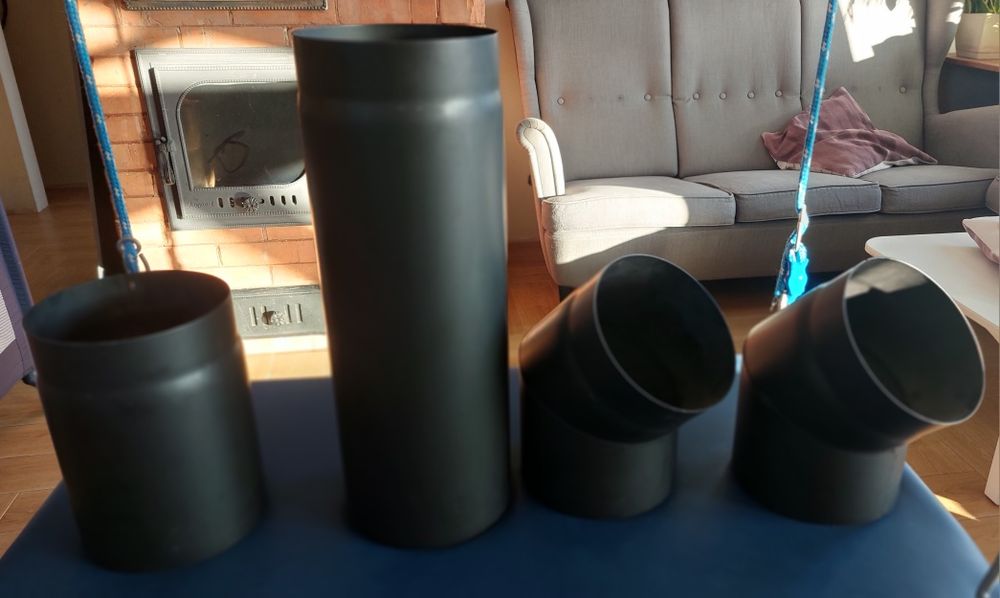 Rury czarne do kominka, kozy średnica 180 mm.