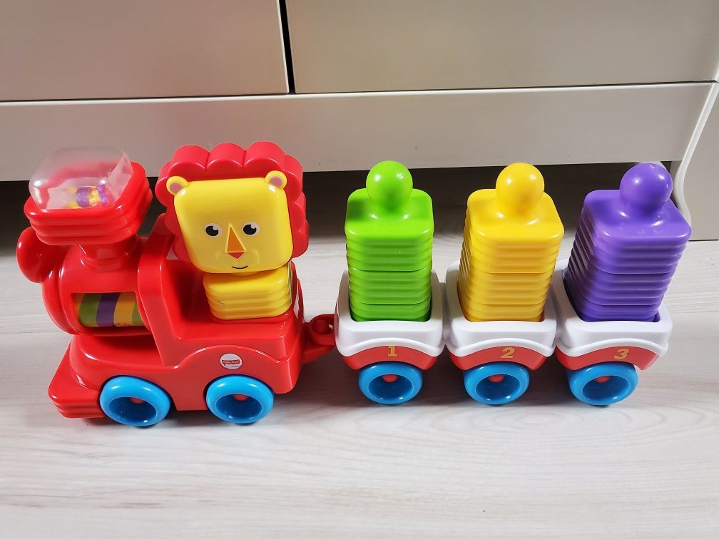 Fisher Price Lwi pociąg + klocki