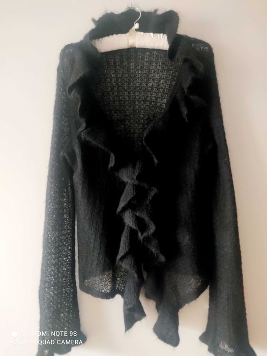 cienki czarny ażurowy sweterek moher r.L