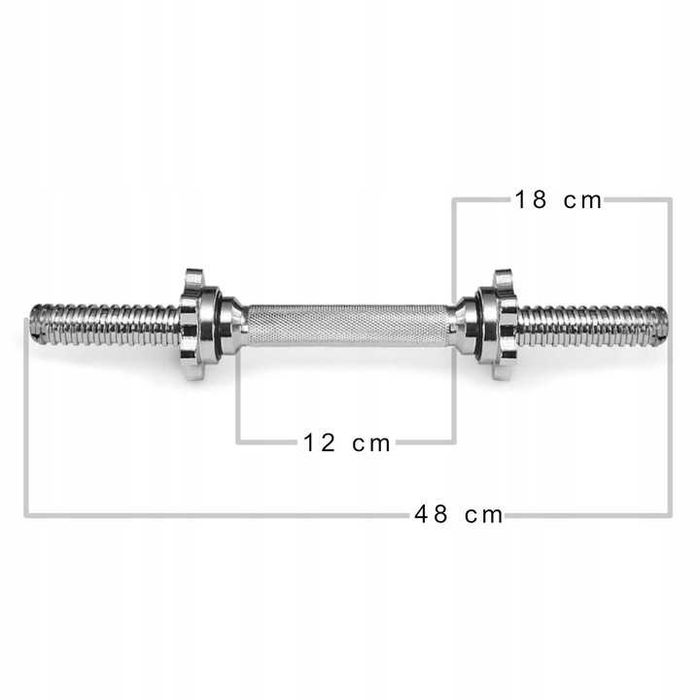 Zestaw 2 x Gryf krótki sztanga hantla do ćwiczeń 48 cm 30 mm gryfik