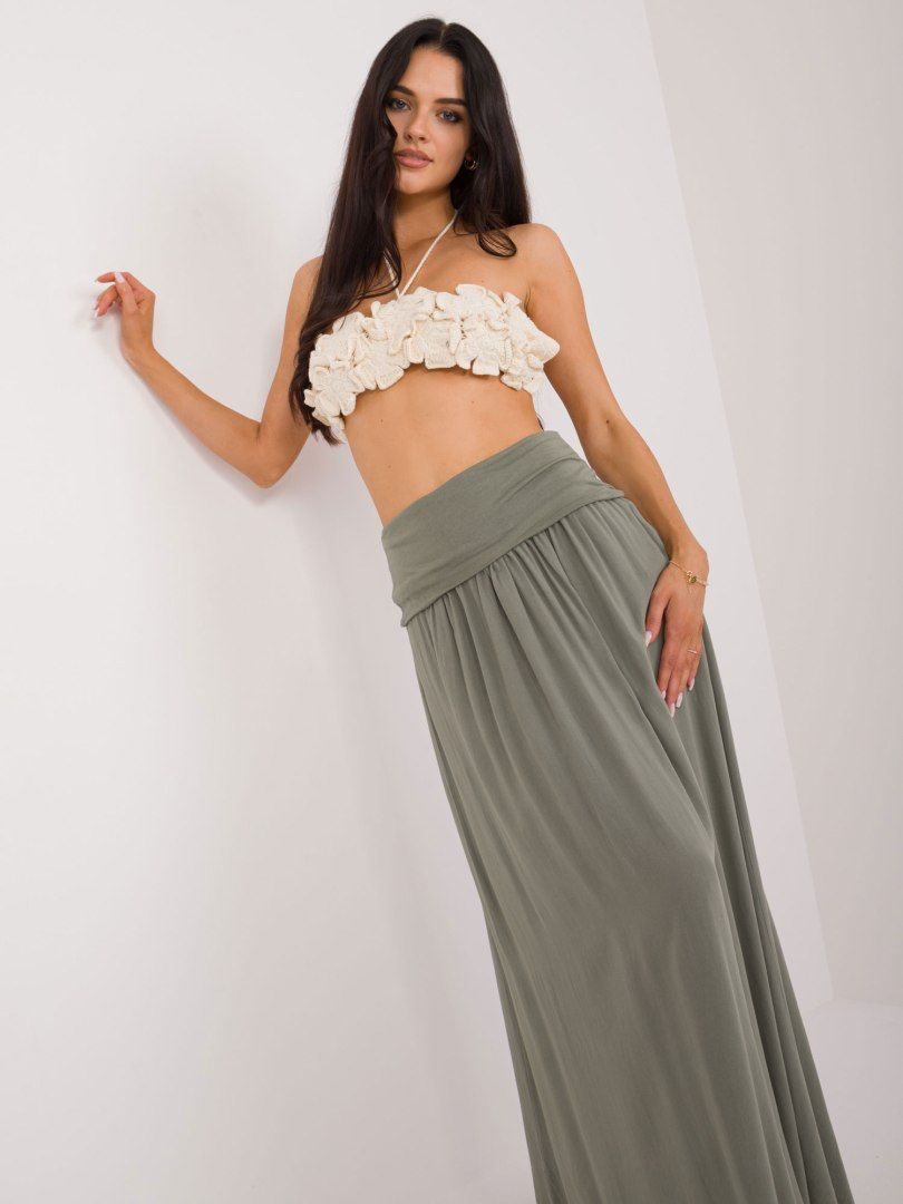 OCH BELLA Spódnica 2w1 Khaki Rozkloszowana Maxi L