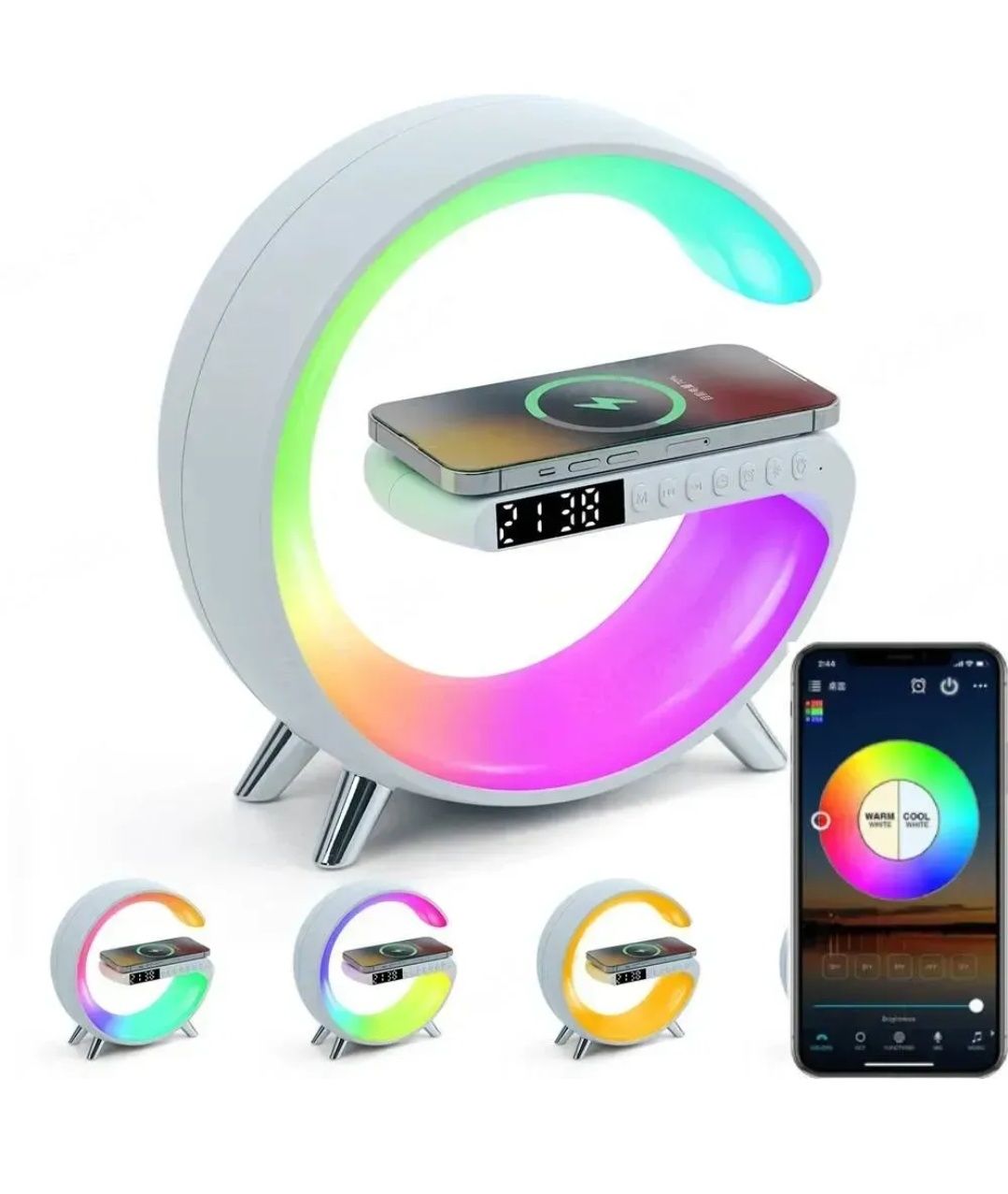 Настільна лампа-нічник 4 в 1 Smart Light G63 10W з бездротова зарядка