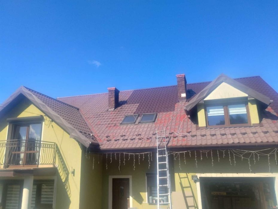 Malowanie dachów,mycie elewacji ,remont kominów, montaż podbitki wiaty